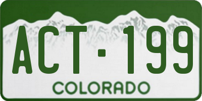 CO license plate ACT199