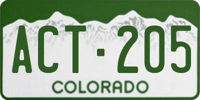 CO license plate ACT205