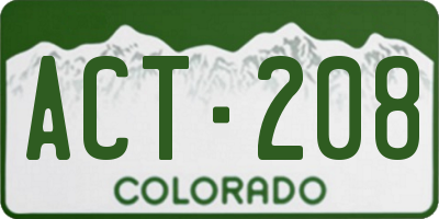 CO license plate ACT208