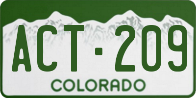 CO license plate ACT209