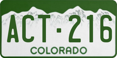 CO license plate ACT216