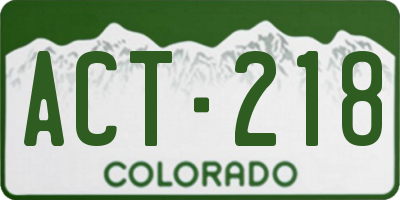 CO license plate ACT218