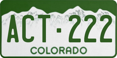 CO license plate ACT222