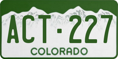 CO license plate ACT227