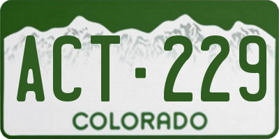 CO license plate ACT229