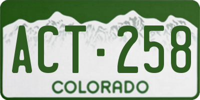 CO license plate ACT258