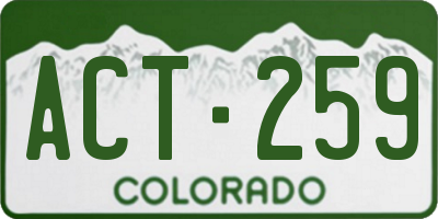 CO license plate ACT259