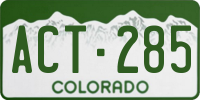 CO license plate ACT285