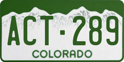CO license plate ACT289