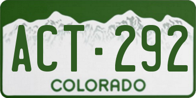 CO license plate ACT292