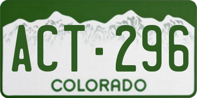 CO license plate ACT296