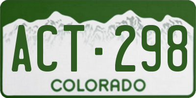 CO license plate ACT298