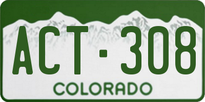 CO license plate ACT308