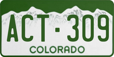 CO license plate ACT309