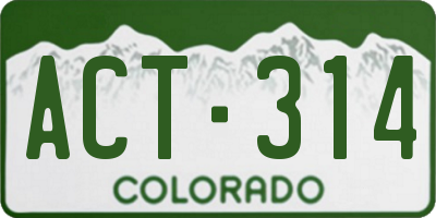 CO license plate ACT314