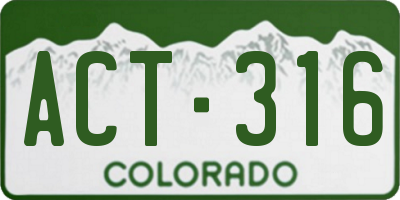 CO license plate ACT316