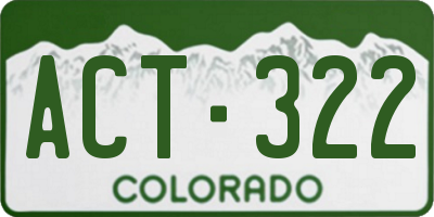 CO license plate ACT322