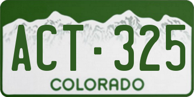 CO license plate ACT325