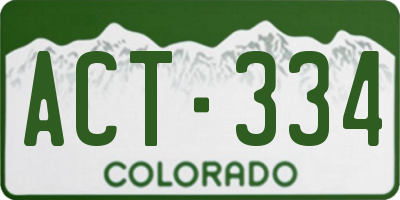 CO license plate ACT334