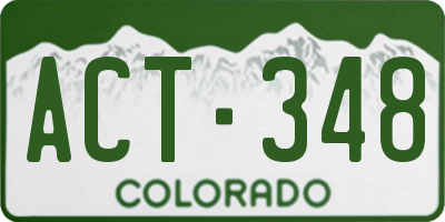CO license plate ACT348