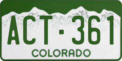 CO license plate ACT361