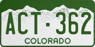 CO license plate ACT362