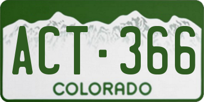 CO license plate ACT366