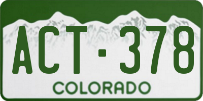 CO license plate ACT378