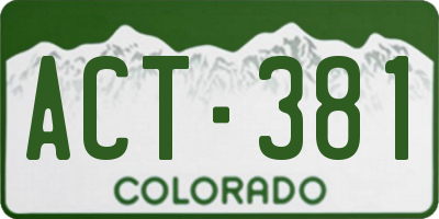 CO license plate ACT381