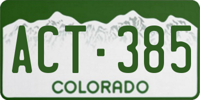 CO license plate ACT385