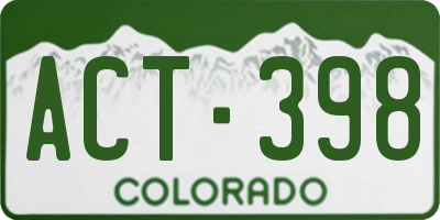CO license plate ACT398
