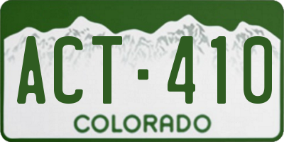 CO license plate ACT410