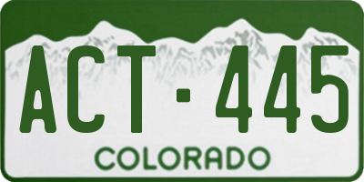 CO license plate ACT445