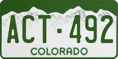 CO license plate ACT492