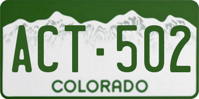 CO license plate ACT502