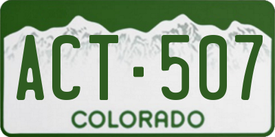 CO license plate ACT507