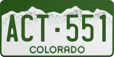 CO license plate ACT551