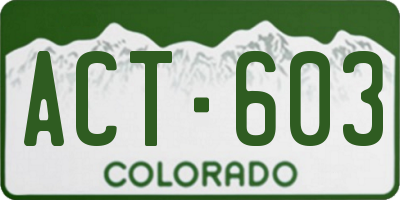 CO license plate ACT603