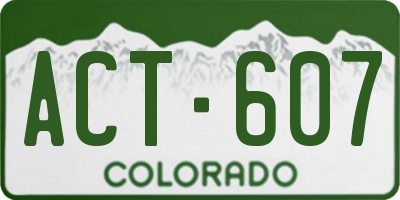 CO license plate ACT607