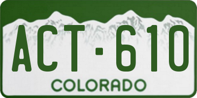 CO license plate ACT610