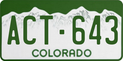 CO license plate ACT643