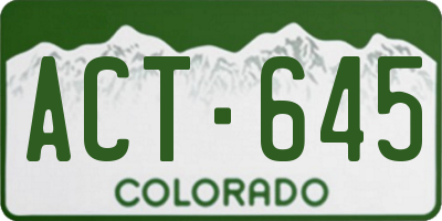 CO license plate ACT645