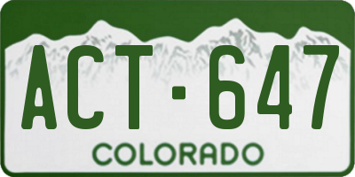 CO license plate ACT647