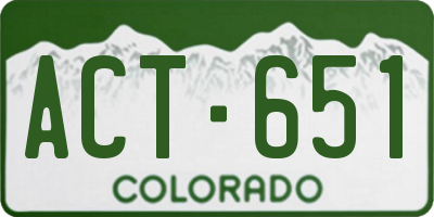 CO license plate ACT651