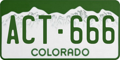 CO license plate ACT666