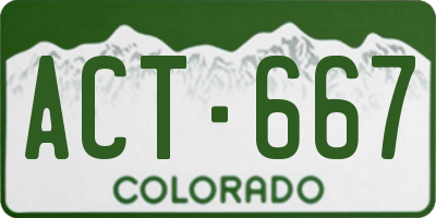 CO license plate ACT667