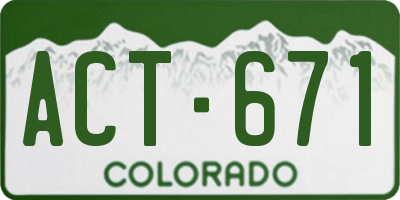 CO license plate ACT671