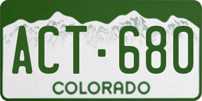 CO license plate ACT680