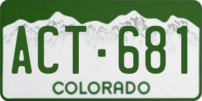 CO license plate ACT681