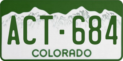 CO license plate ACT684